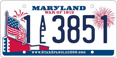 MD license plate 1AE3851