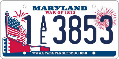 MD license plate 1AE3853