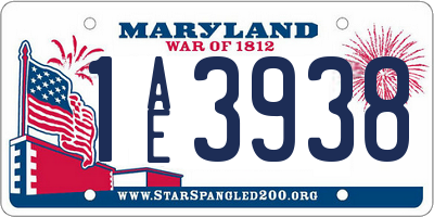 MD license plate 1AE3938