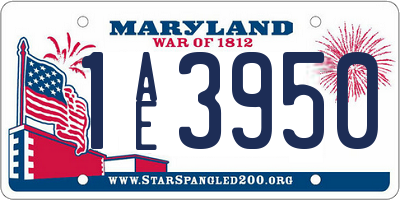 MD license plate 1AE3950