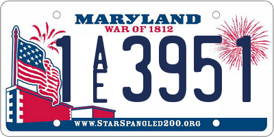 MD license plate 1AE3951