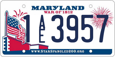 MD license plate 1AE3957