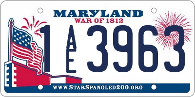MD license plate 1AE3963