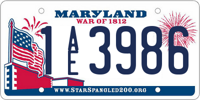 MD license plate 1AE3986