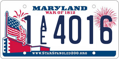 MD license plate 1AE4016