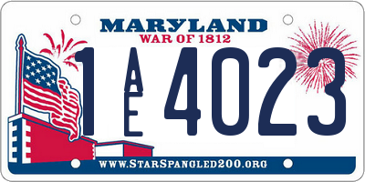 MD license plate 1AE4023