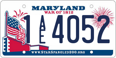 MD license plate 1AE4052