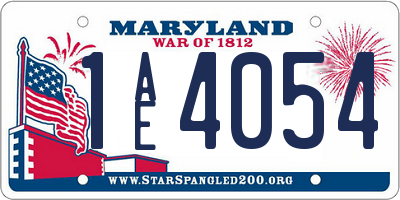 MD license plate 1AE4054
