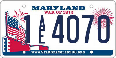 MD license plate 1AE4070
