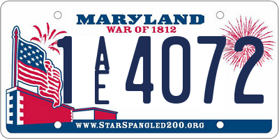 MD license plate 1AE4072