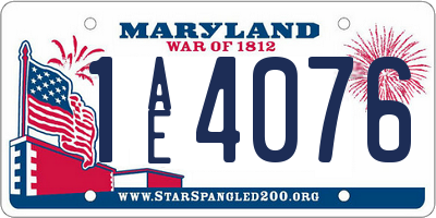 MD license plate 1AE4076
