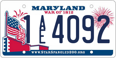 MD license plate 1AE4092