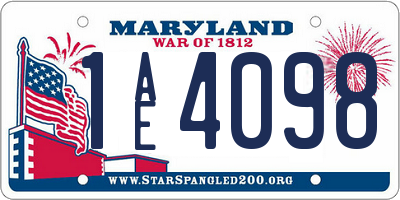 MD license plate 1AE4098