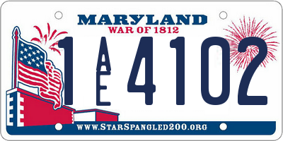 MD license plate 1AE4102