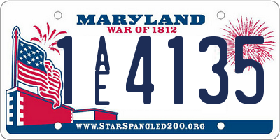 MD license plate 1AE4135