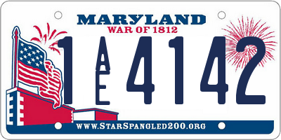 MD license plate 1AE4142