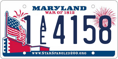 MD license plate 1AE4158
