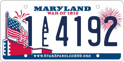 MD license plate 1AE4192