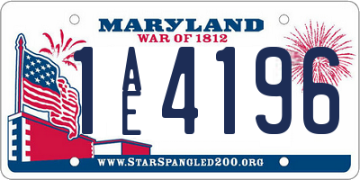 MD license plate 1AE4196