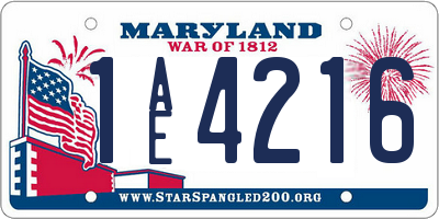 MD license plate 1AE4216