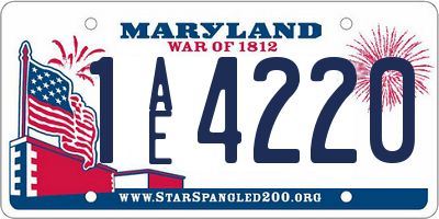 MD license plate 1AE4220
