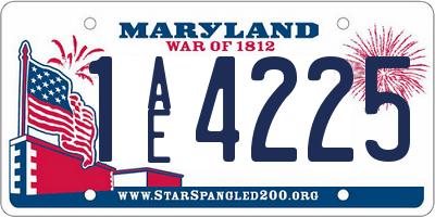 MD license plate 1AE4225