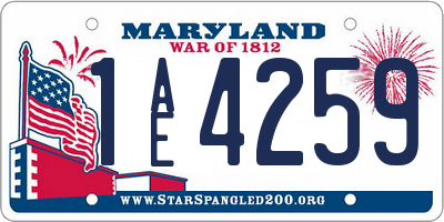 MD license plate 1AE4259