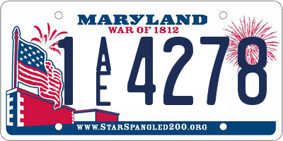 MD license plate 1AE4278
