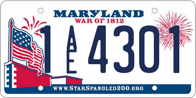 MD license plate 1AE4301