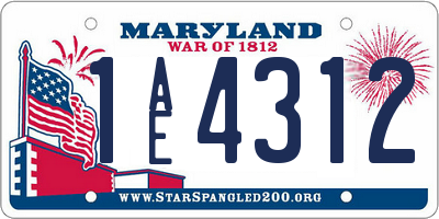 MD license plate 1AE4312