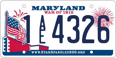 MD license plate 1AE4326