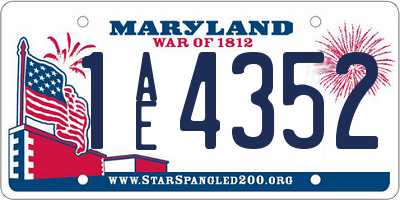 MD license plate 1AE4352