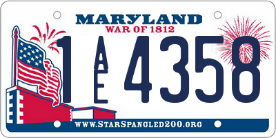MD license plate 1AE4358