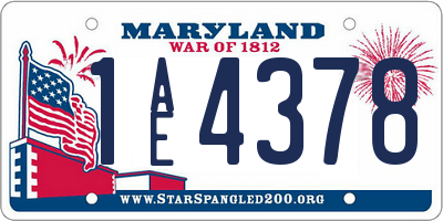 MD license plate 1AE4378
