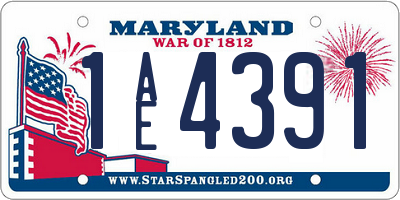 MD license plate 1AE4391