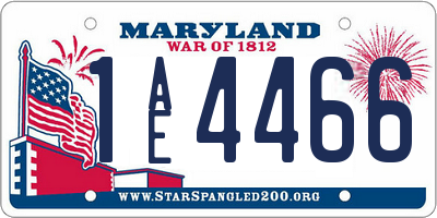 MD license plate 1AE4466