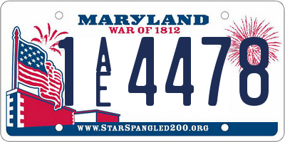 MD license plate 1AE4478