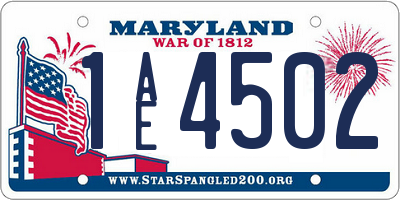 MD license plate 1AE4502