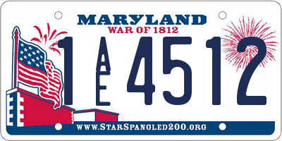 MD license plate 1AE4512