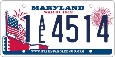 MD license plate 1AE4514