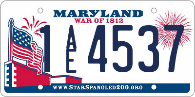 MD license plate 1AE4537