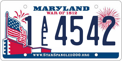 MD license plate 1AE4542
