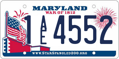 MD license plate 1AE4552