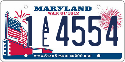 MD license plate 1AE4554
