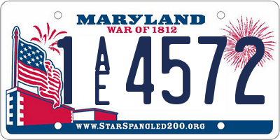 MD license plate 1AE4572