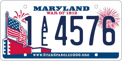 MD license plate 1AE4576