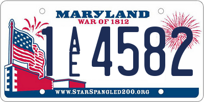 MD license plate 1AE4582