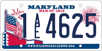 MD license plate 1AE4625
