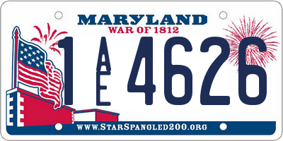 MD license plate 1AE4626