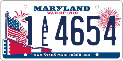 MD license plate 1AE4654